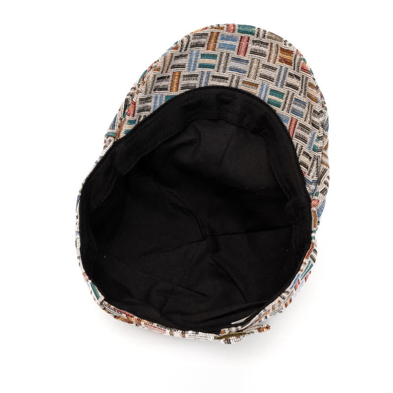 Künstlerische Retro-Baskenmütze mit Jacquard-Karomuster - image 6