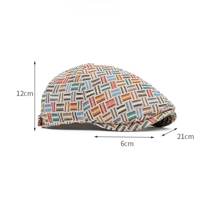 Künstlerische Retro-Baskenmütze mit Jacquard-Karomuster - image 8