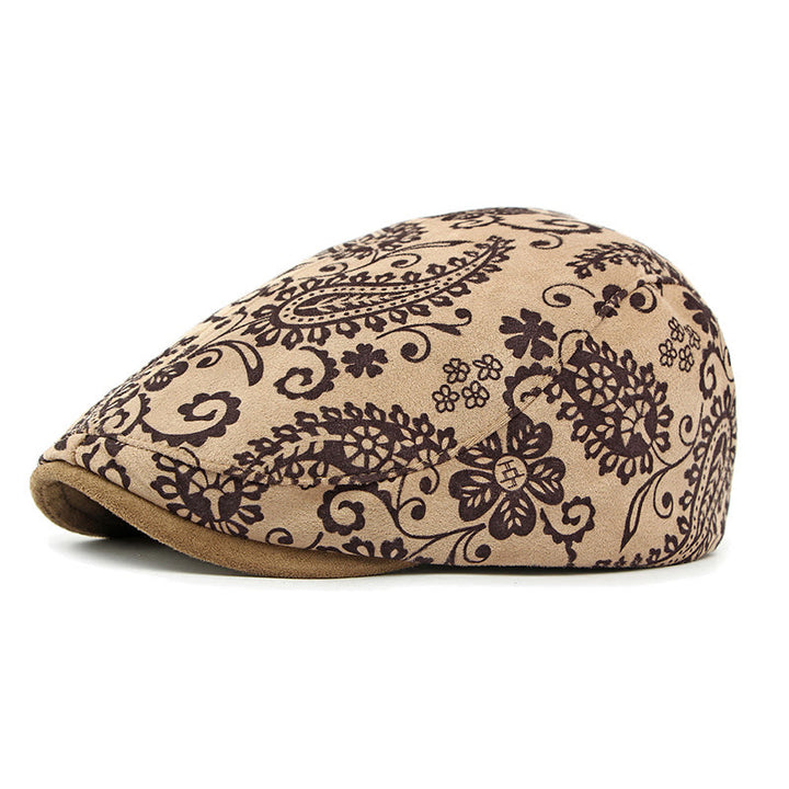 Personalisierte Baskenmütze im ethnischen Stil mit Cashew-Print - Khaki - Einstellbar (21 5/8"-22 7/8") - image 1