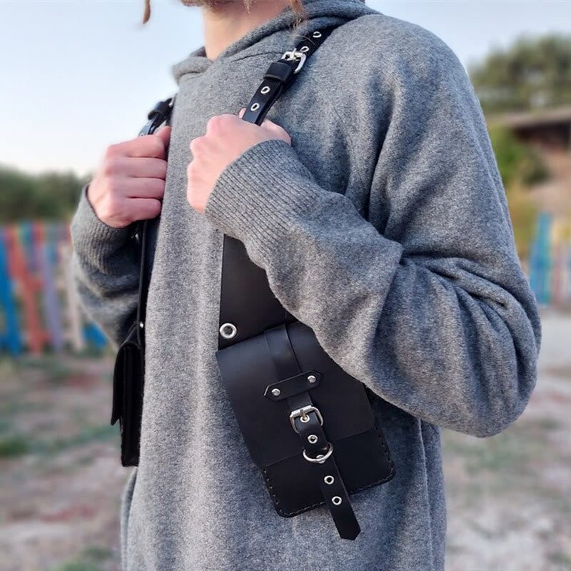 Retro Punk Anti-Diebstahl Handy Leder Umhängetasche - image 4