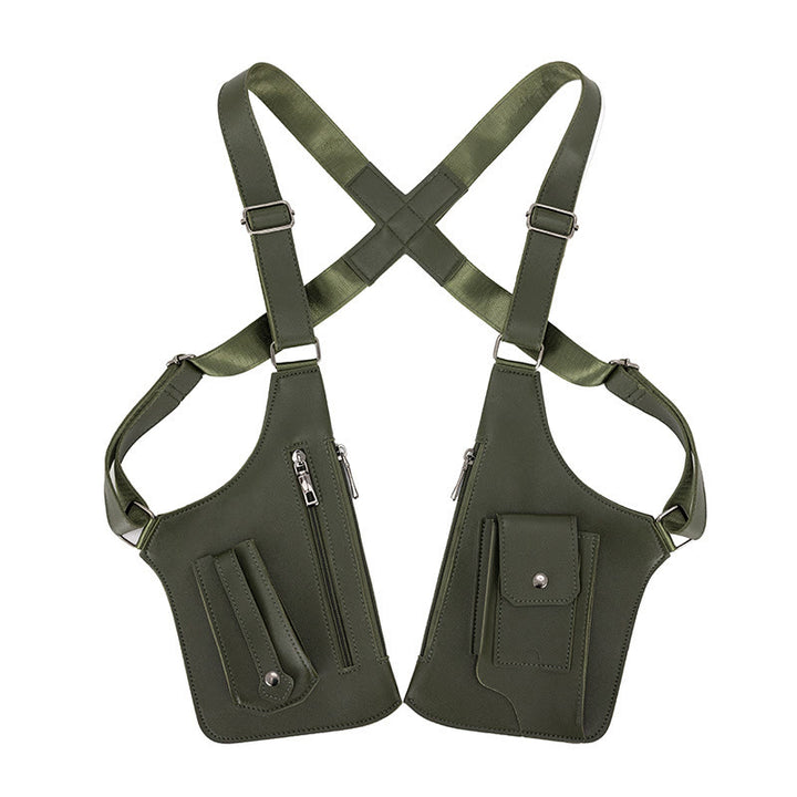 Outdoor-Umhängetasche aus Leder mit mehreren Taschen und großem Fassungsvermögen - Armeegrün - image 1