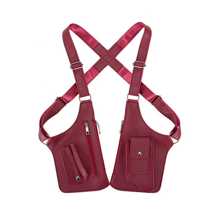 Outdoor-Umhängetasche aus Leder mit mehreren Taschen und großem Fassungsvermögen - Wein - image 10