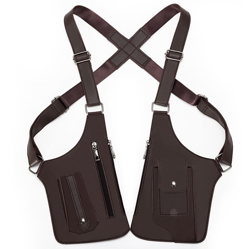 Outdoor-Umhängetasche aus Leder mit mehreren Taschen und großem Fassungsvermögen - Braun - image 9
