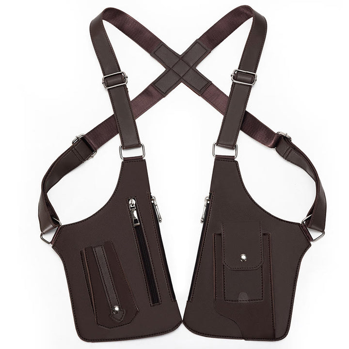 Outdoor-Umhängetasche aus Leder mit mehreren Taschen und großem Fassungsvermögen - Braun - image 9
