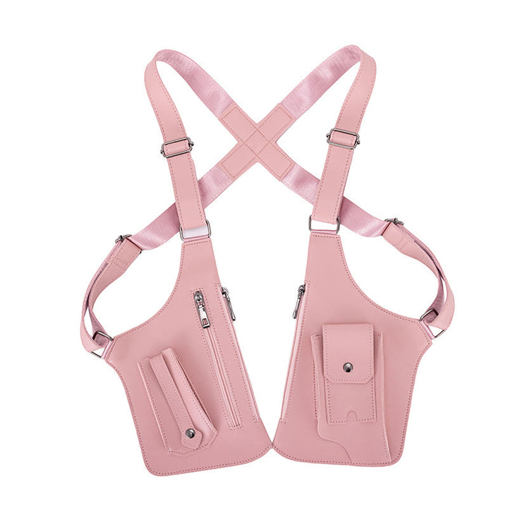 Outdoor-Umhängetasche aus Leder mit mehreren Taschen und großem Fassungsvermögen - Rosa - image 13