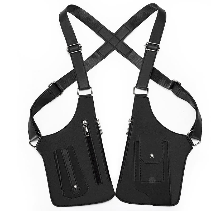 Outdoor-Umhängetasche aus Leder mit mehreren Taschen und großem Fassungsvermögen - Schwarz - image 8