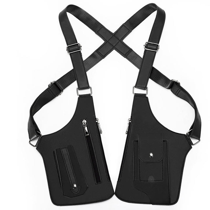 Outdoor-Umhängetasche aus Leder mit mehreren Taschen und großem Fassungsvermögen - Schwarz - image 8