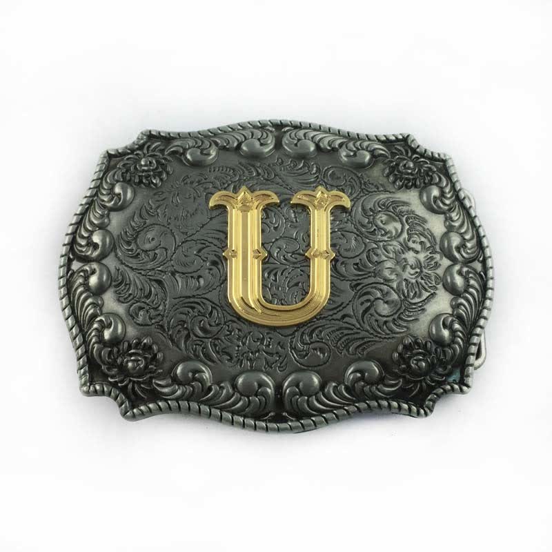 DIY-Ledergürtel für Herren mit Alphabet-Anfangsbuchstaben-Schnalle - U - Ohne Gürtel - image 24