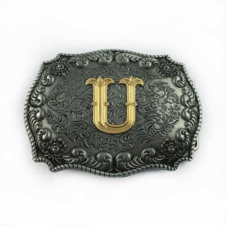 DIY-Ledergürtel für Herren mit Alphabet-Anfangsbuchstaben-Schnalle - U - Ohne Gürtel - image 24