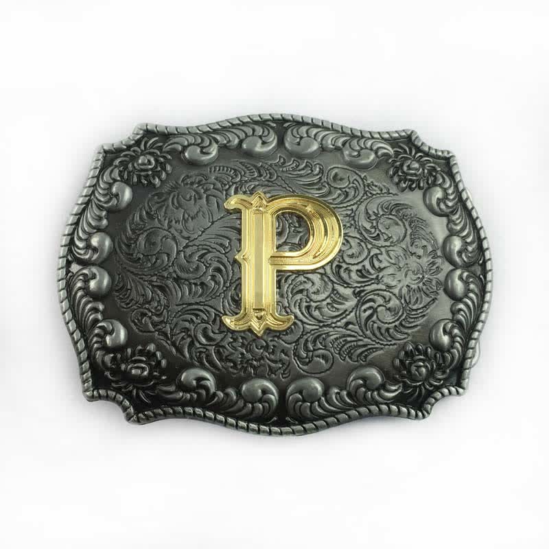 DIY-Ledergürtel für Herren mit Alphabet-Anfangsbuchstaben-Schnalle - P - Ohne Gürtel - image 19