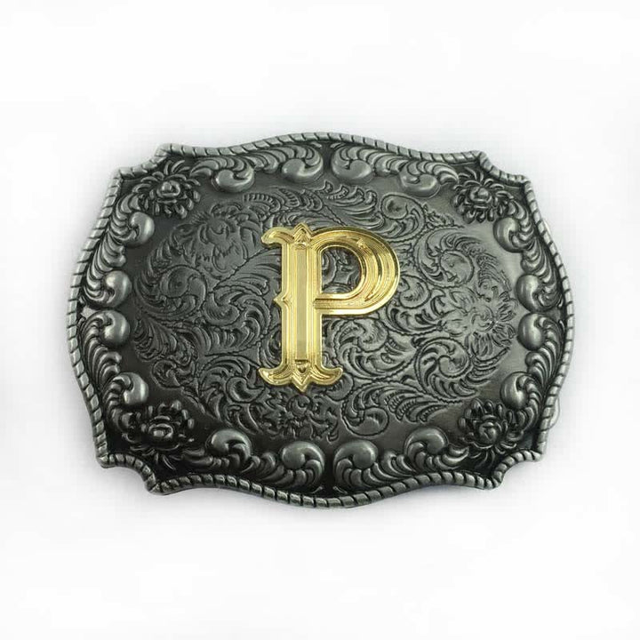 DIY-Ledergürtel für Herren mit Alphabet-Anfangsbuchstaben-Schnalle - P - Ohne Gürtel - image 19