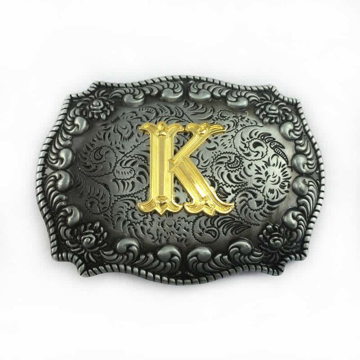 DIY-Ledergürtel für Herren mit Alphabet-Anfangsbuchstaben-Schnalle - K - Ohne Gürtel - image 14