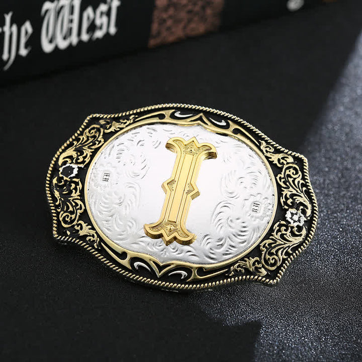 Goldener schwarzer DIY Retro-Ledergürtel mit Anfangsbuchstabenschnalle - I - Ohne Gürtel - image 11