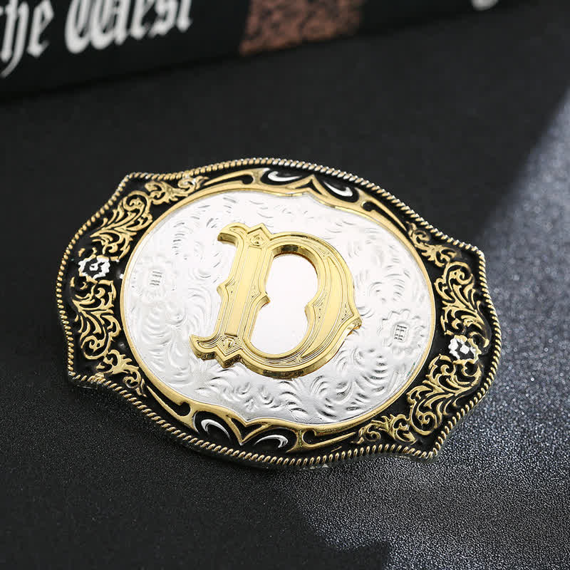 Goldener schwarzer DIY Retro-Ledergürtel mit Anfangsbuchstabenschnalle - D - Ohne Gürtel - image 6