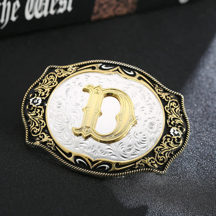 Goldener schwarzer DIY Retro-Ledergürtel mit Anfangsbuchstabenschnalle - D - Ohne Gürtel - image 6