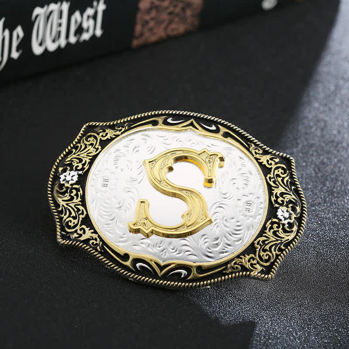Goldener schwarzer DIY Retro-Ledergürtel mit Anfangsbuchstabenschnalle - S - Ohne Gürtel - image 21