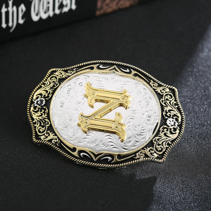 Goldener schwarzer DIY Retro-Ledergürtel mit Anfangsbuchstabenschnalle - Z - Ohne Gürtel - image 28