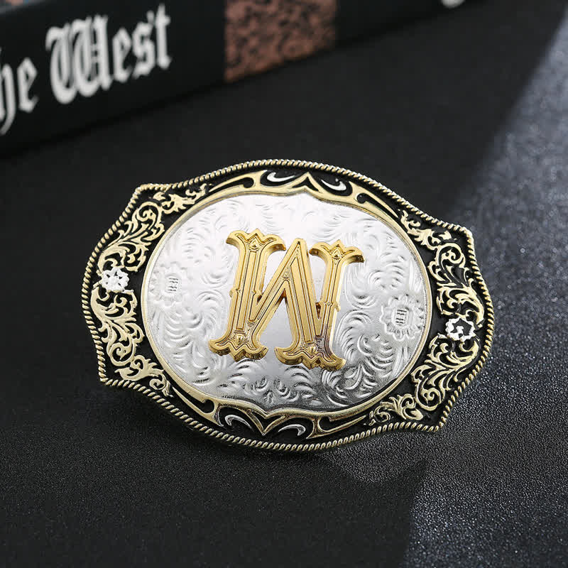 Goldener schwarzer DIY Retro-Ledergürtel mit Anfangsbuchstabenschnalle - M - Ohne Gürtel - image 15
