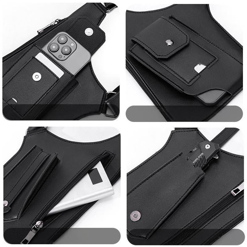Outdoor-Umhängetasche aus Leder mit mehreren Taschen und großem Fassungsvermögen - image 6