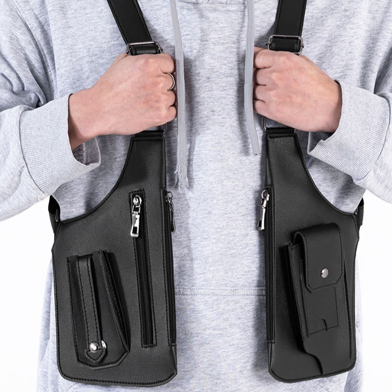Outdoor-Umhängetasche aus Leder mit mehreren Taschen und großem Fassungsvermögen - image 2