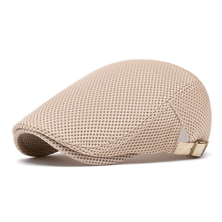 Einfarbige Baskenmütze aus Netzstoff mit flachem Oberteil für den Sommer - Khaki - Einstellbar (22"-23 5/8") - image 6