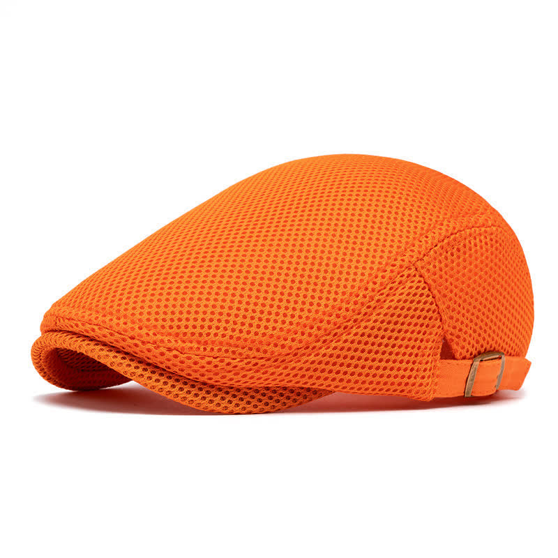 Einfarbige Baskenmütze aus Netzstoff mit flachem Oberteil für den Sommer - Orange - Einstellbar (22"-23 5/8") - image 13