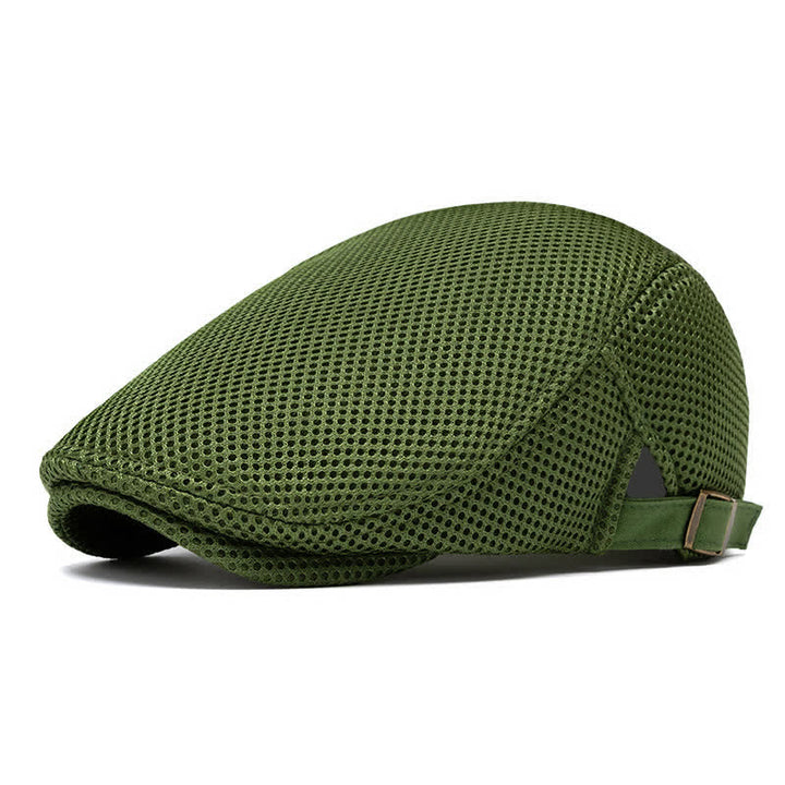 Einfarbige Baskenmütze aus Netzstoff mit flachem Oberteil für den Sommer - Armeegrün - Einstellbar (22"-23 5/8") - image 15