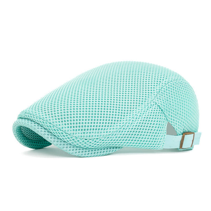 Einfarbige Baskenmütze aus Netzstoff mit flachem Oberteil für den Sommer - Cyan - Einstellbar (22"-23 5/8") - image 18