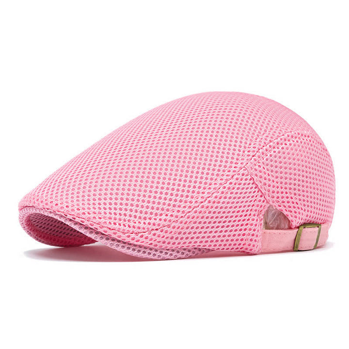 Einfarbige Baskenmütze aus Netzstoff mit flachem Oberteil für den Sommer - Rosa - Einstellbar (22"-23 5/8") - image 14