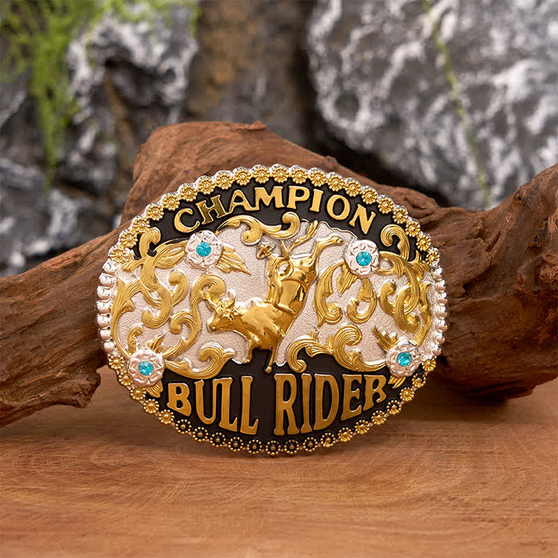 DIY Golden Bull Champion Bull Rider Ledergürtel für Herren mit großer Schnalle - Goldener Bulle - Ohne Gürtel - Nicht im Lieferumfang enthaltener Gürtel - image 1