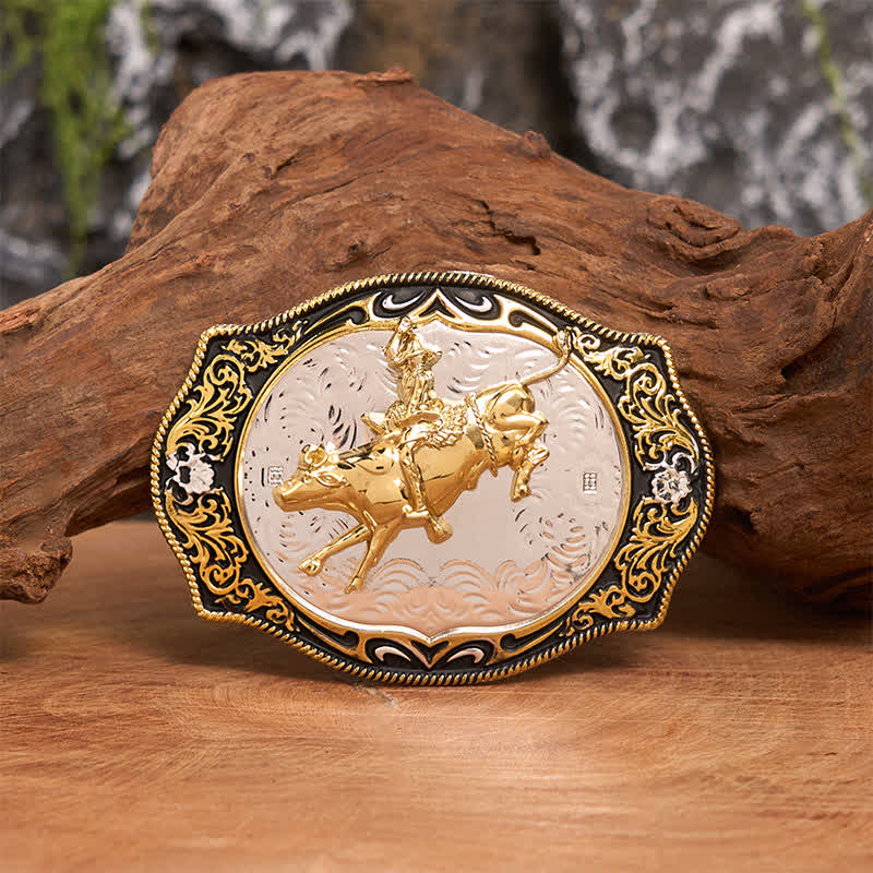 Gold & Schwarz DIY Western Reiten Ritter Cowboy Schnalle Ledergürtel - Reiten - Ohne Gürtel - Nicht im Lieferumfang enthaltener Gürtel - image 1