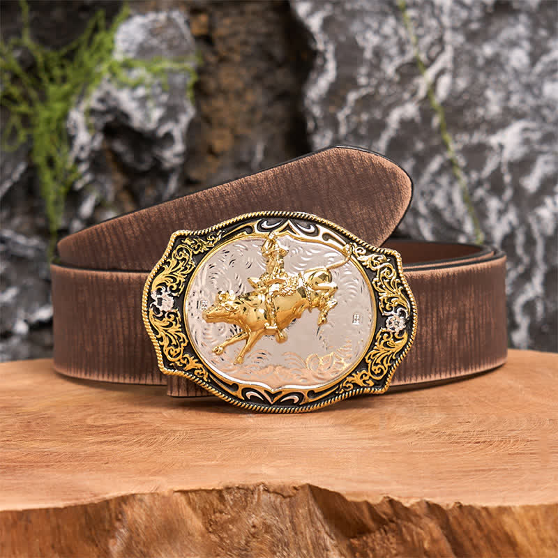 Gold & Schwarz DIY Western Reiten Ritter Cowboy Schnalle Ledergürtel - Reiten - Brauner Distressed-Gürtel - 42 - image 6
