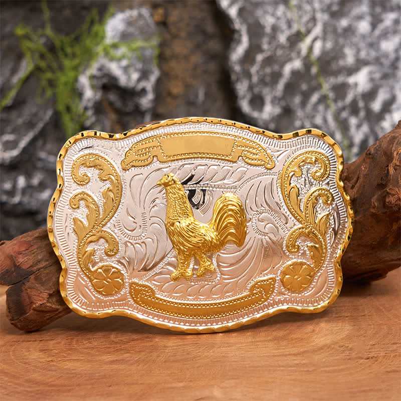 Gold Hahn DIY Western Cowboy Schnalle Ledergürtel - Hahn - Ohne Gürtel - Nicht im Lieferumfang enthaltener Gürtel - image 1
