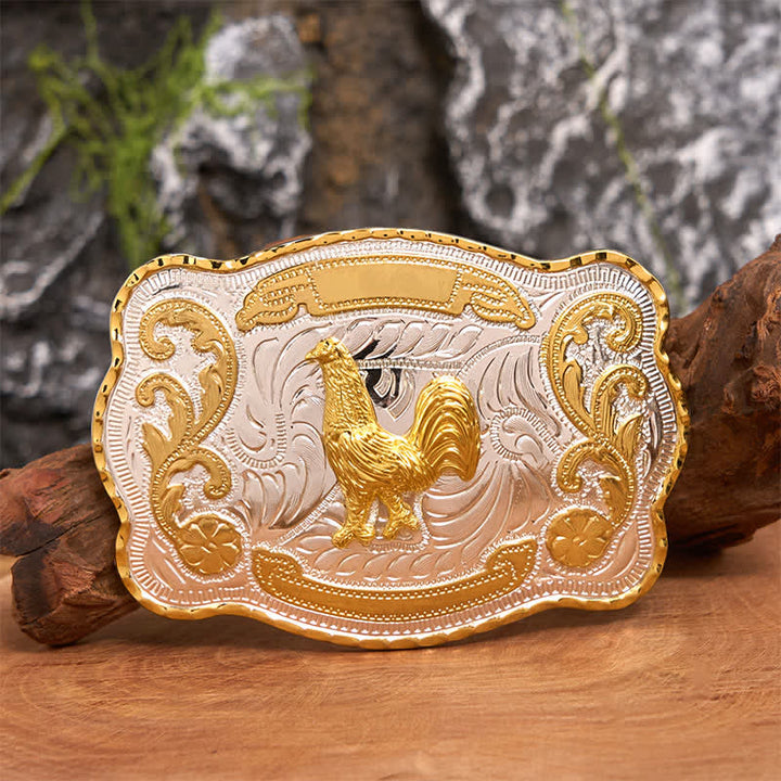 Gold Hahn DIY Western Cowboy Schnalle Ledergürtel - Hahn - Ohne Gürtel - Nicht im Lieferumfang enthaltener Gürtel - image 1