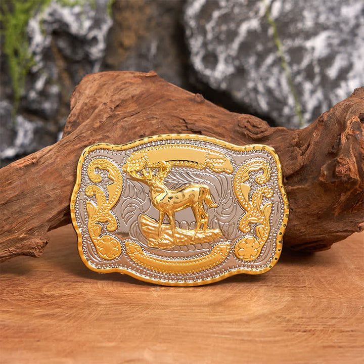 Gold Hirsch DIY Western Cowboy Schnalle Ledergürtel - Reh - Ohne Gürtel - Nicht im Lieferumfang enthaltener Gürtel - image 1