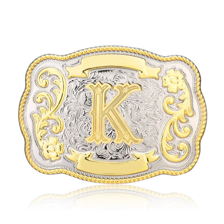 Goldener und silberner DIY Western-Ledergürtel mit Anfangsbuchstabenschnalle - K - Ohne Gürtel - image 11