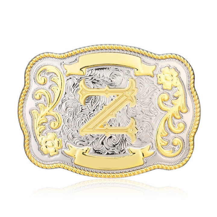 Goldener und silberner DIY Western-Ledergürtel mit Anfangsbuchstabenschnalle - Z - Ohne Gürtel - image 25
