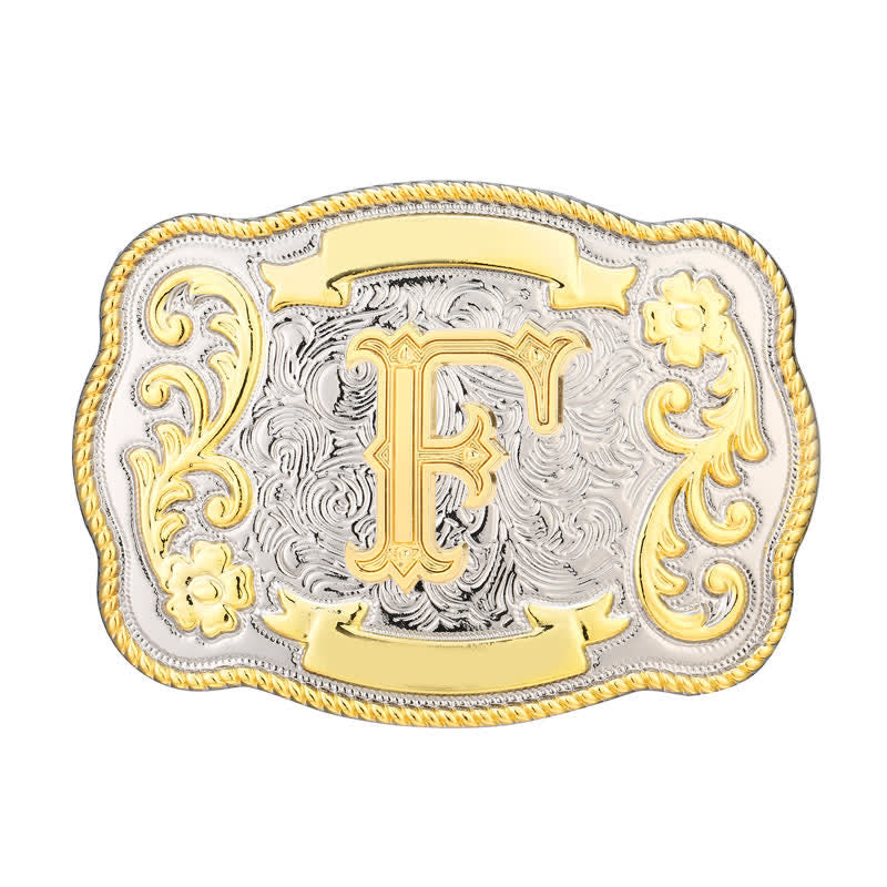 Goldener und silberner DIY Western-Ledergürtel mit Anfangsbuchstabenschnalle - F - Ohne Gürtel - image 6
