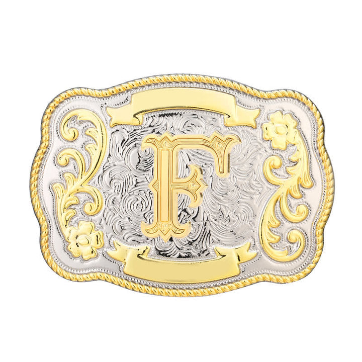 Goldener und silberner DIY Western-Ledergürtel mit Anfangsbuchstabenschnalle - F - Ohne Gürtel - image 6