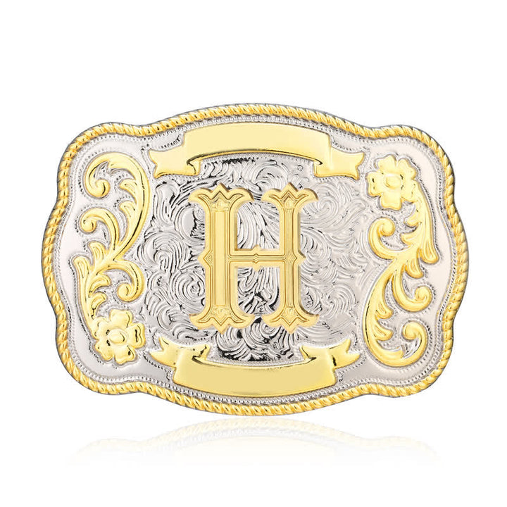 Goldener und silberner DIY Western-Ledergürtel mit Anfangsbuchstabenschnalle - H - Ohne Gürtel - image 8