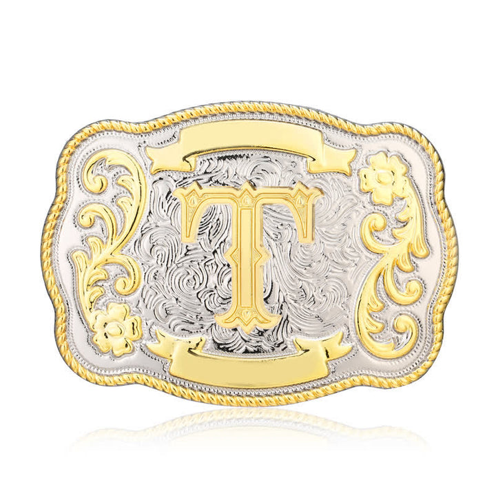 Goldener und silberner DIY Western-Ledergürtel mit Anfangsbuchstabenschnalle - T - Ohne Gürtel - image 19