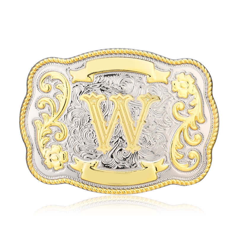 Goldener und silberner DIY Western-Ledergürtel mit Anfangsbuchstabenschnalle - W - Ohne Gürtel - image 22