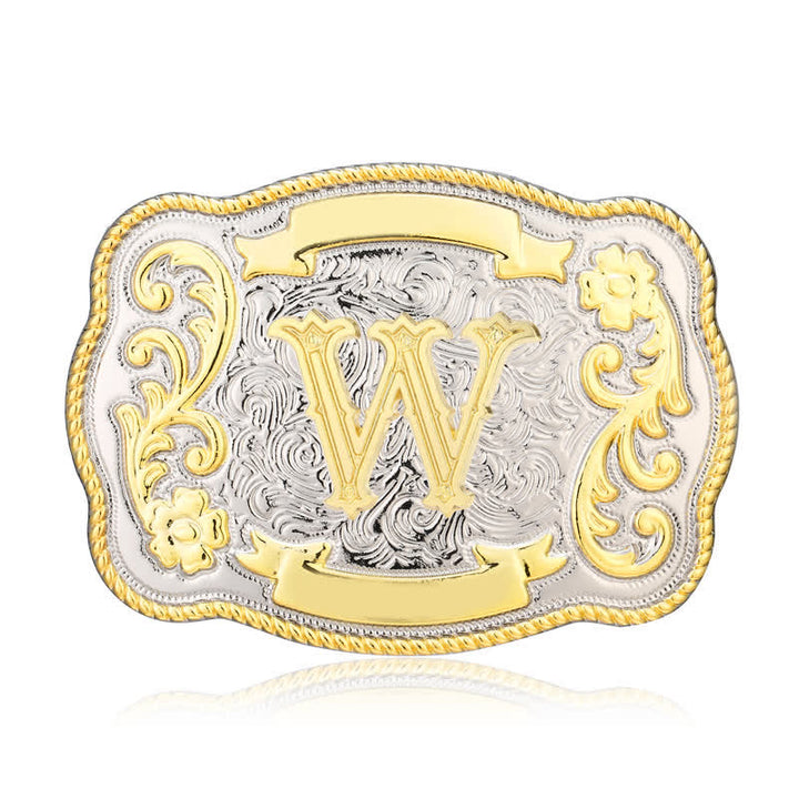 Goldener und silberner DIY Western-Ledergürtel mit Anfangsbuchstabenschnalle - W - Ohne Gürtel - image 22