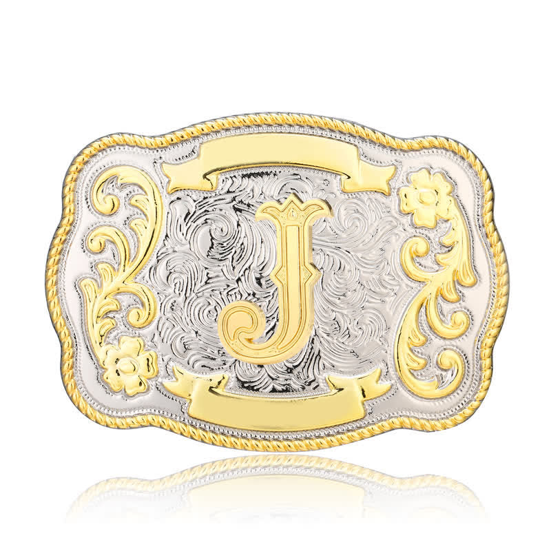 Goldener und silberner DIY Western-Ledergürtel mit Anfangsbuchstabenschnalle - J - Ohne Gürtel - image 10