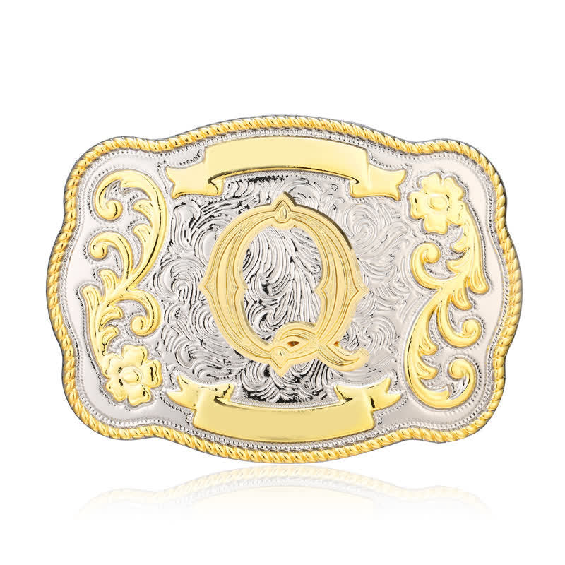 Goldener und silberner DIY Western-Ledergürtel mit Anfangsbuchstabenschnalle - Q - Ohne Gürtel - image 17
