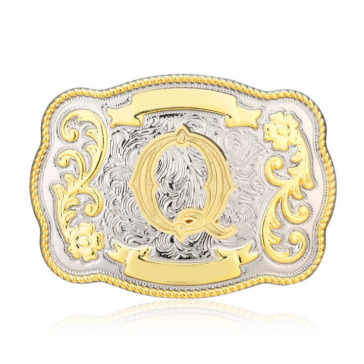 Goldener und silberner DIY Western-Ledergürtel mit Anfangsbuchstabenschnalle - Q - Ohne Gürtel - image 17