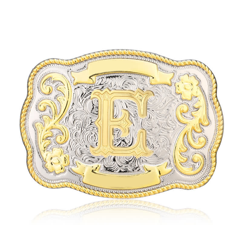 Goldener und silberner DIY Western-Ledergürtel mit Anfangsbuchstabenschnalle - E - Ohne Gürtel - image 5