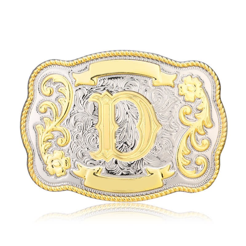 Goldener und silberner DIY Western-Ledergürtel mit Anfangsbuchstabenschnalle - D - Ohne Gürtel - image 4