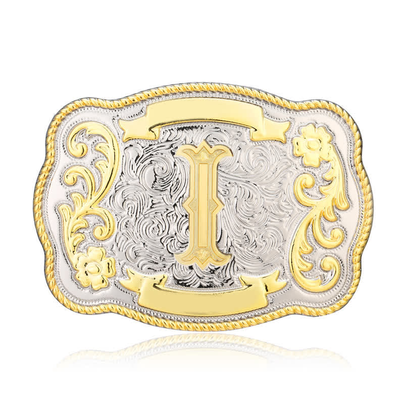 Goldener und silberner DIY Western-Ledergürtel mit Anfangsbuchstabenschnalle - I - Ohne Gürtel - image 9