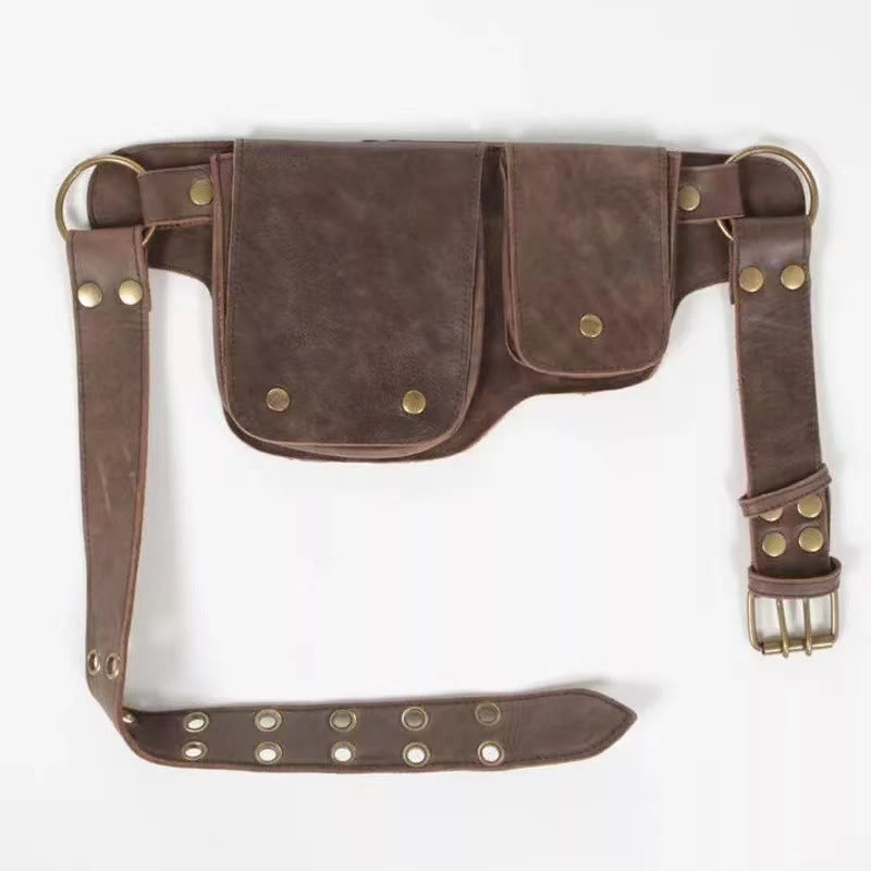 Unisex Retro-Gürteltasche aus Leder mit Knopf zum Aufbewahren von Telefonen - image 3